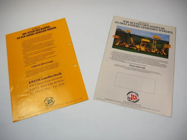 2x Original Prospekt JCB 125 135 145 155 Turbo Fastrac ca. 1990er Jahre