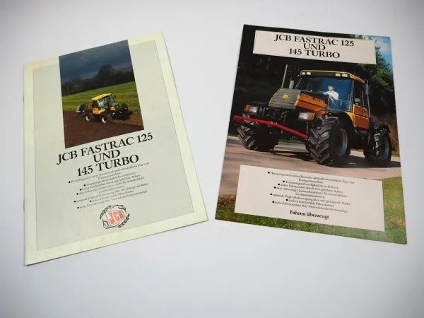 2x Original Prospekt JCB 125 145 Turbo Fastrac Allradackerschlepper ca. 90er J