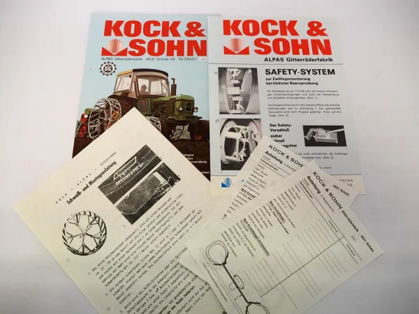 2x Original Prospekt Kock & Sohn Alpas Gitterräder z.B. am John Deere Schlepper