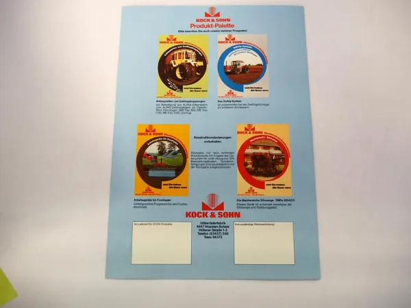 2x Original Prospekt Kock & Sohn Gitterräder Zwillingsfelgen am MB trac Unimog