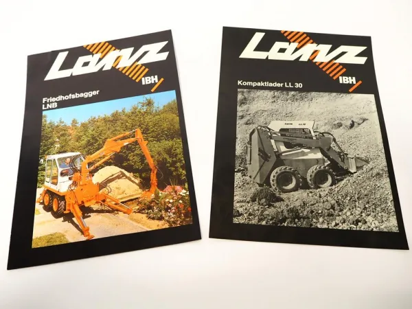 2x Original Prospekt Lanz Friedhofsbagger LNB Kompaktlader LL30 ca. 1970er Jahre