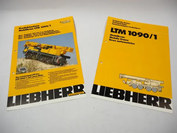 2x Original Prospekt Liebherr LTM 1090/1 Mobilkran Technische Daten 1994/1995