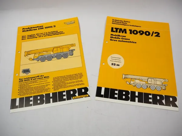 2x Original Prospekt Liebherr LTM 1090/2 Mobilkran Technische Daten 12/1995