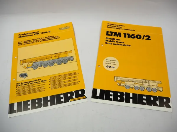 2x Original Prospekt Liebherr LTM 1160/2 Mobilkran Technische Daten 1995