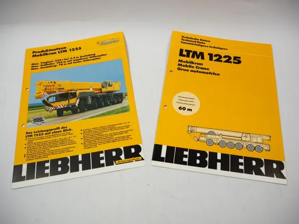 2x Original Prospekt Liebherr LTM 1255 Mobilkran Technische Daten 1994/1995
