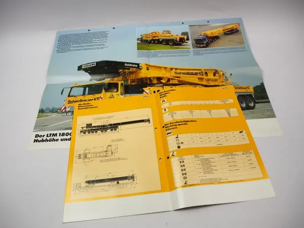 2x Original Prospekt Liebherr LTM 1800 Mobilkran Technische Daten 1987/1994