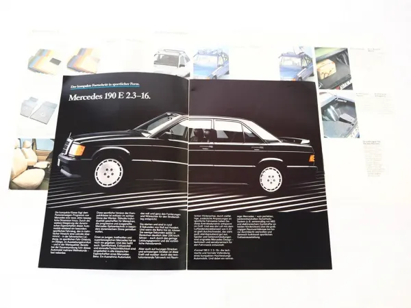 2x Original Prospekt Mercedes Benz 190E 2.3-16 + Zubehör 1984 W201