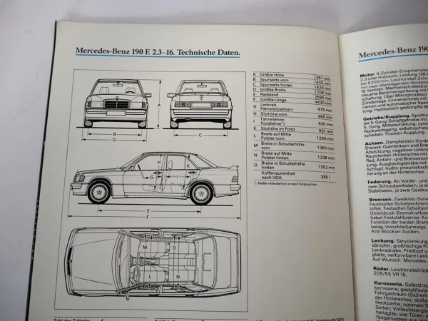 2x Original Prospekt Mercedes Benz 190E 2.3-16 + Zubehör 1984 W201
