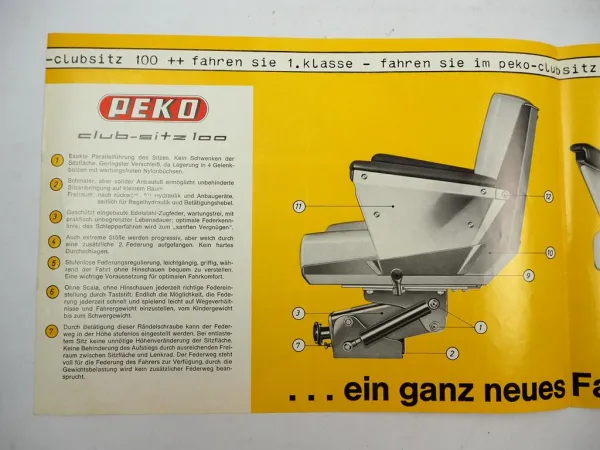 2x Original Prospekt Montage Peko Club Sitz 100 für Schlepper 1960/70er Jahre