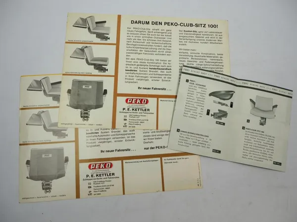 2x Original Prospekt Montage Peko Club Sitz 100 für Schlepper 1960/70er Jahre