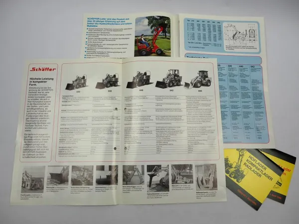 2x Original Prospekt Preisliste Schäffer 210 bis 860 Hoflader Radlader 1990