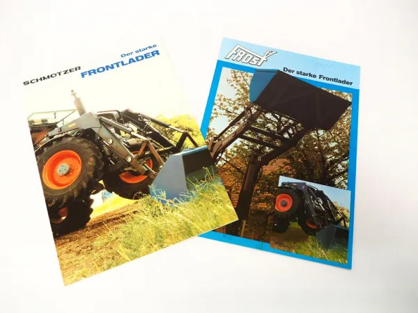 2x Original Prospekt Schmotzer Frost Frontlader für z.B. Deutz DX3.30 1985