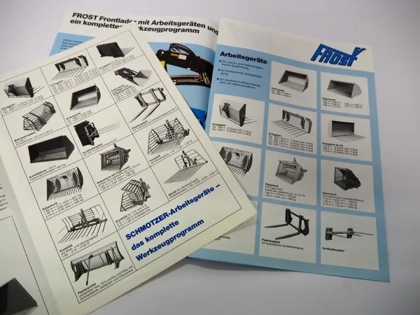 2x Original Prospekt Schmotzer Frost Frontlader für z.B. Deutz DX3.30 1985