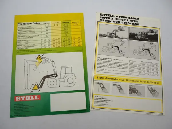 2x Original Prospekt Stoll Frontlader ALS Super Kompakt am MB-trac 700 bis 1500