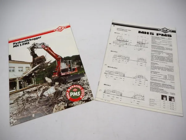 Original Prospekt + Technische Daten O&K MH5 PMS Serie D Hydraulikbagger 1989