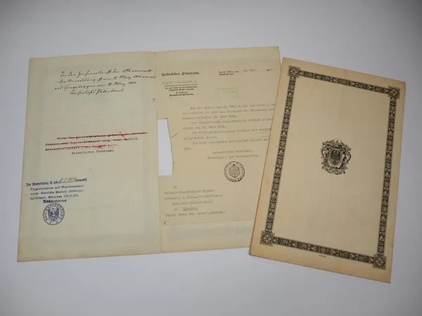 2x Patent Urkunde Macholl Cognac München Kaiserliches Patentamt 1895/97