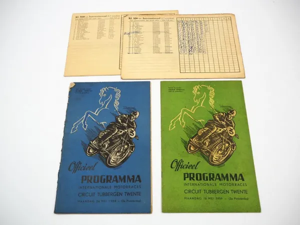 2x Programmheft Int. Motorraces Tubbergen Twente Niederlande Motorrad 1958/59