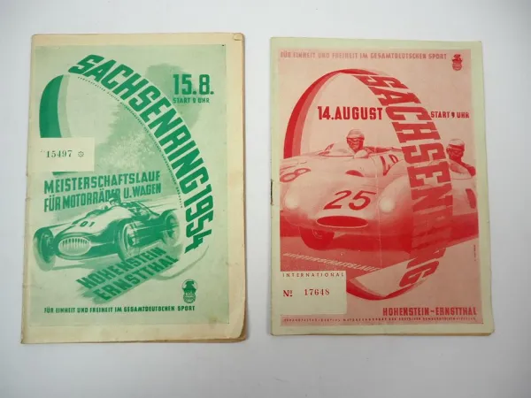 2x Programmheft Sachsenring Hohenstein Ernstthal DDR Motorrad Motorsport 1954/55