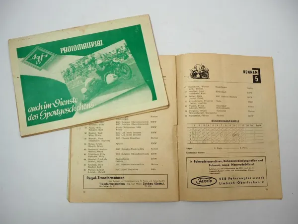 2x Programmheft Sachsenring Hohenstein Ernstthal DDR Motorrad Motorsport 1954/55