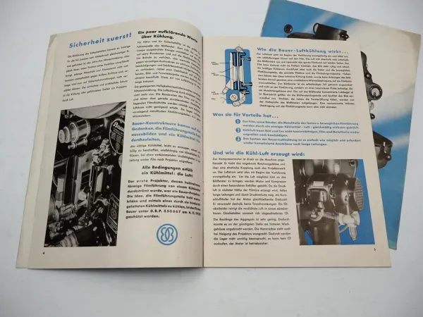 2x Prospekt Bauer Tonfilm Projektor B8 Lampe Film Kino Maschine Apparat 1939/40