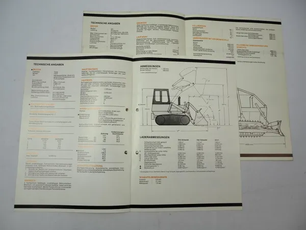 2x Prospekt Case 850 Laderaupe Planierraupe Technische Daten 1970er Jahre