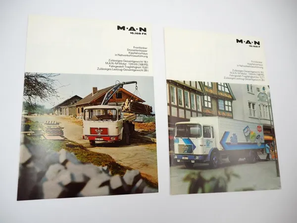 2x Prospekt MAN Nutzfahrzeuge 16.168 F FK Frontlenker LKW 1970er Jahre