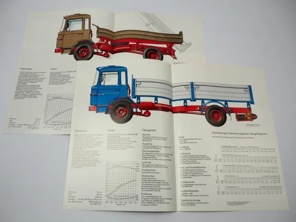 2x Prospekt MAN Nutzfahrzeuge 16.168 F FK Frontlenker LKW 1970er Jahre