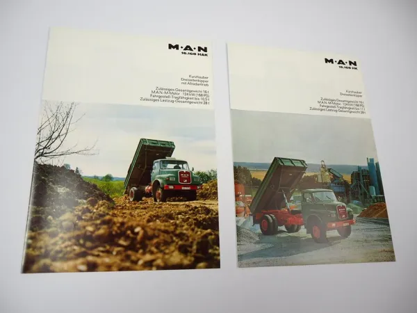 2x Prospekt MAN Nutzfahrzeuge 16.168 HK HAK Kurzhauber LKW 1970er Jahre