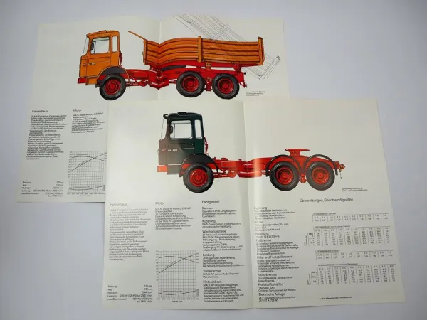 2x Prospekt MAN Nutzfahrzeuge 32.320 DFAK DFAS Frontlenker LKW 1970er Jahre