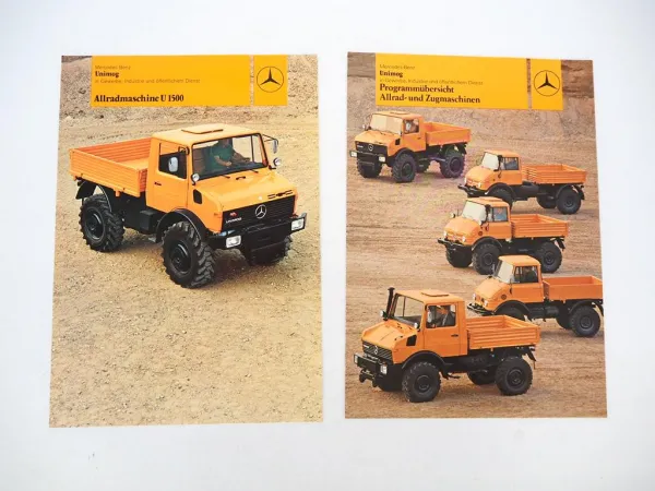 2x Prospekt Mercedes Benz Unimog Zugmaschinen U600 - U1700 1981