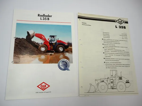 2x Prospekt Orenstein & Koppel O&K L35B Radlader ca. 1995