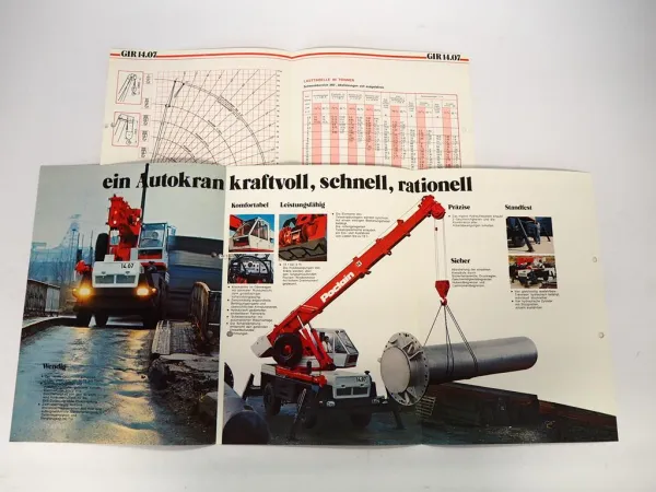 2x Prospekt Poclain PPM 14.07 Mobilkran mit Teleskopausleger Techn. Daten 1978