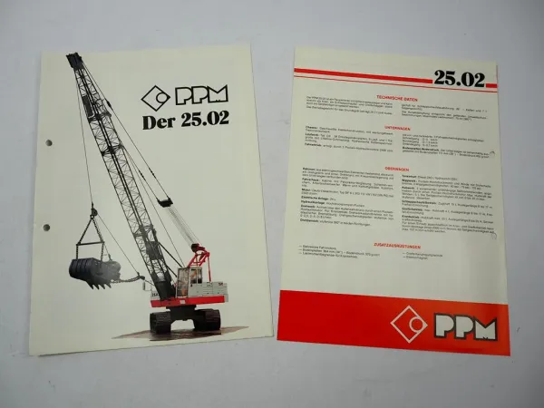 2x Prospekt Poclain PPM 25.02 Raupenkran mit Gitterausleger Techn. Daten 1978