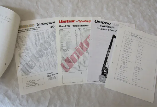 2x Prospekt technische Daten Unitrac 520 625 726 940 1335 90er Jahre