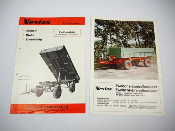 2x Prospekt Vestas DFK Anhänger Kipper 1970er Jahre
