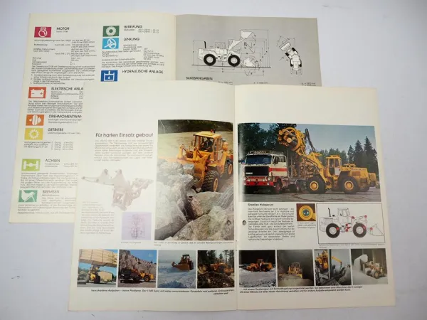 2x Prospekt Volvo BM 1240 Radlader + Technische Daten 1976/79