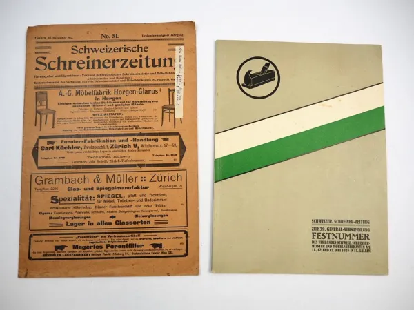 2x Schweizerische Schreinerzeitung Tischler Möbelfabrikant 1912 und 1925