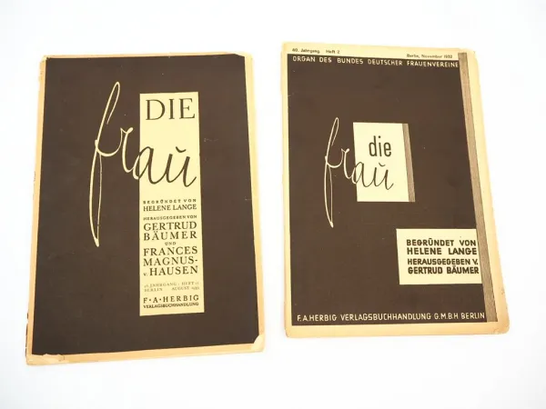 2x Zeitschrift Die Frau 1932/39 Helene Lange Gertrud Bäumer Frauenverein