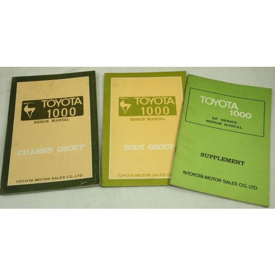 3 orig. Toyota 1000 and B type Repair manuals for chassis & body 1968 / 1972