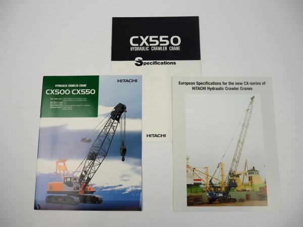 3 Prospekte Brochures Hitachi CX 500 550 Raupenkran Hydraulic Crawler Crane 1999