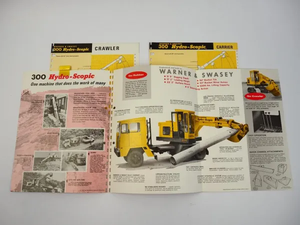 3 Prospekte Brochures Warner & Swasey 300 Hydro-Scopic Excavator 1968/69