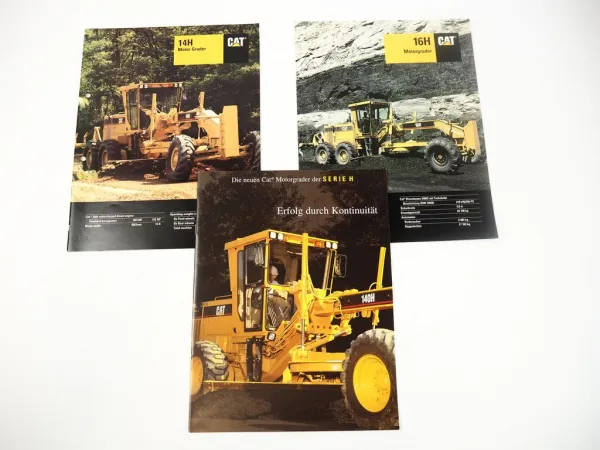 3 Prospekte Caterpillar CAT 14H 16H Motorgrader 1994/96