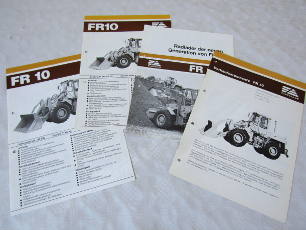3 Prospekte Fiat Allis Radladern FR10 und FR10B und Verkaufsargumente 8/1982