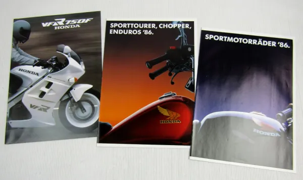 3 Prospekte Honda VFR750F VF NS CBX XBR VTCM XL Sporttourer Chopper Enduro 86