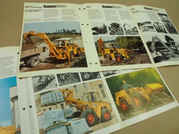 3 Prospekte Kramer Allrad 311S 415 615 Schaufel- und Baggerlader 70er Jahre