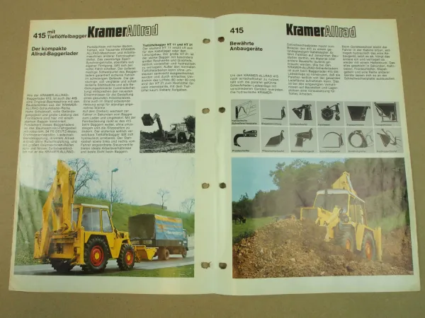 3 Prospekte Kramer Allrad 311S 415 615 Schaufel- und Baggerlader 70er Jahre