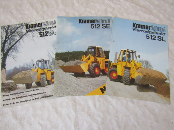 3 Prospekte Kramer Allrad 512SLx 512SL und 512SE Radlader von 1988-1994