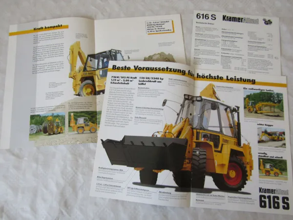 3 Prospekte Kramer Allrad Radlader 616S vierradgelenkt ca1995