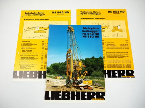 3 Prospekte Liebherr HS 843 853 HD Litronic Seilbagger 1996/98