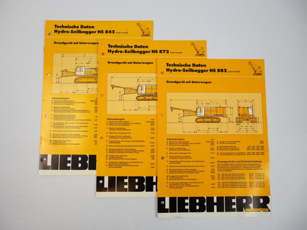 3 Prospekte Liebherr HS842 HS872 HS882 Seilbagger Technische Daten 1991